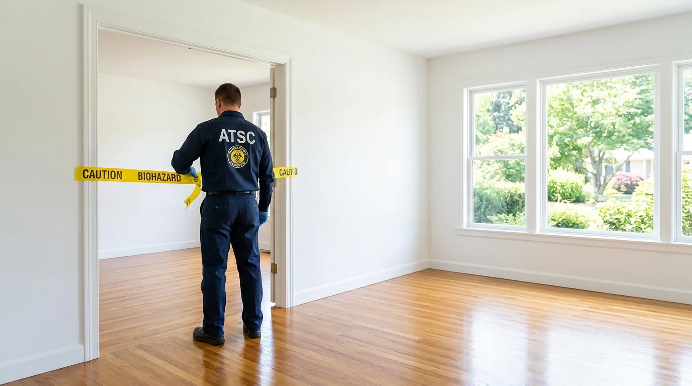 Certified biohazard cleanup crew performing Trauma Scene Cleanup in Magna